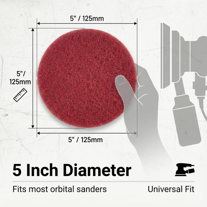 JUNLIXN 5 Inch Mixed Grit Drill Brush Scrubber Scouring Pads, 5 Pcs Hook & Loop Power Scrubber Scour for Rotary Tools, Random Orbital Sander (180#/400#/800#/1200#) - Image 4